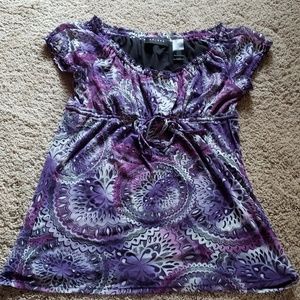 Excess womens tie waist paisley top M